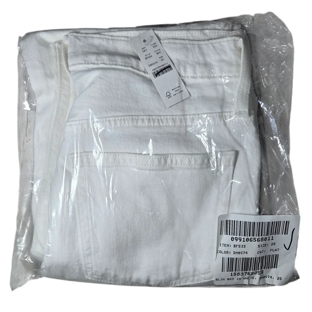 J Crew Slim Boyfriend Jeans White Recycled Denim Size 25‎